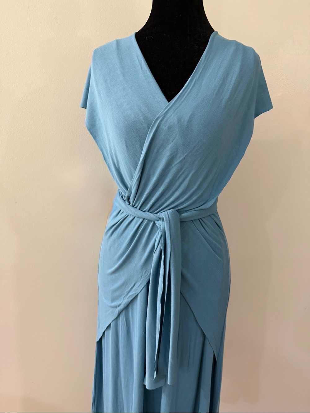 Soma Light Blue Adjustable Wrap Sleeveless V-Neck Cool Days Women's Midi Dress - Picture 6 of 16